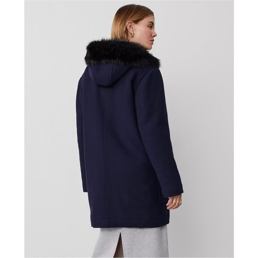 ANN TAYLOR $258 Loft Weekend Collection Faux Fur Trim Duffle Coat XXL - Picture 3 of 7